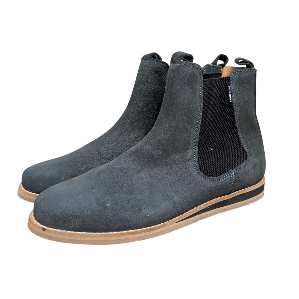 Hari Mari Chelsea Boots Mens 12 Gray Suede Slip On Elastic Casual Dress